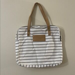 Striped Tote Bag with Tan Handles
